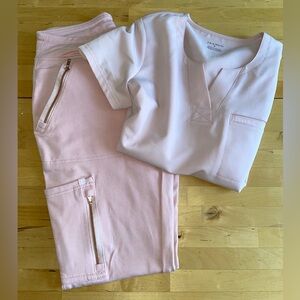 Jaanuu Women's Light Pink Jogger Set Scrubs